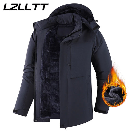 Lzlltt Men's Hooded Winter Jacket with Pockets