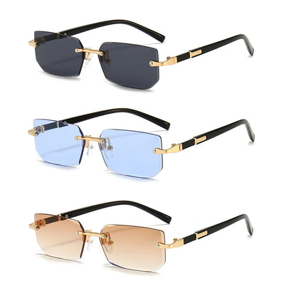 Rimless Rectangle Sunglasses | Trendy Small Square Summer Shades