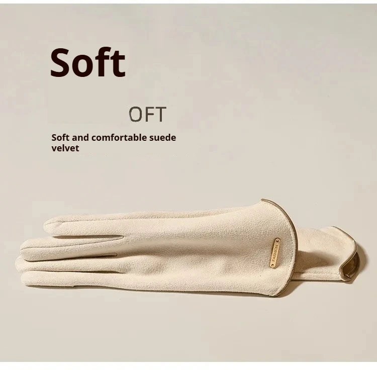 Women's Windproof Suede-Feel Touchscreen Gloves