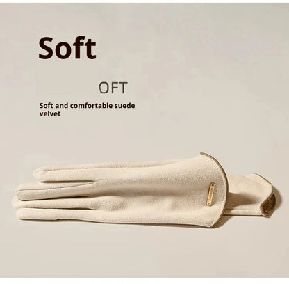 Guanti da donna antivento effetto scamosciato touch screen