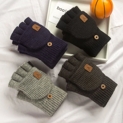 Guantes de punto de medio dedo – Guantes de invierno sin dedos unisex, 4 colores