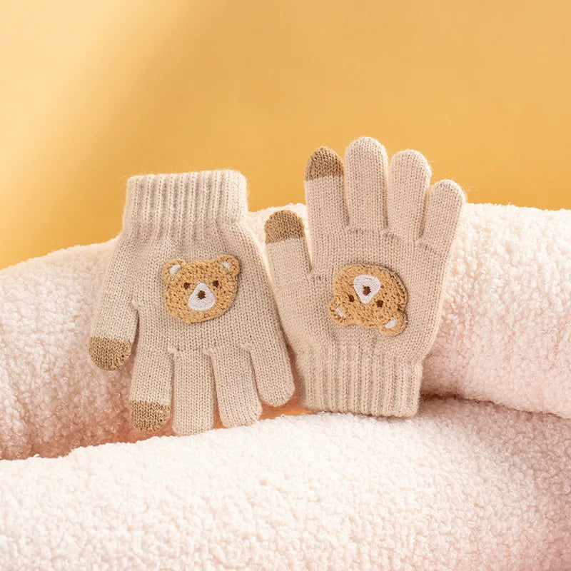 Toddler Bear Knit Gloves – Thick Warm Winter Gloves (Ages 2–6)