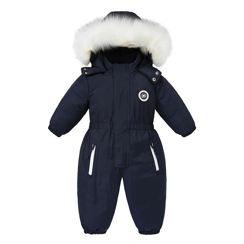 Children Ski Suit Winter Autumn Plus Velvet Boys Jumpsuit Warm Kids Clothes Waterproof Baby Overalls Hooded Girls Snowsuit 1-5Y