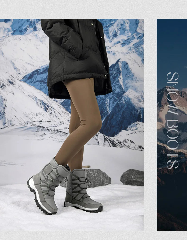 Brand Men's Winter Shoes Waterproof Men's Boots Warm Plush Couple Snow Boots Outdoor Non-slip Hiking Boots Men Work Ankle Boots