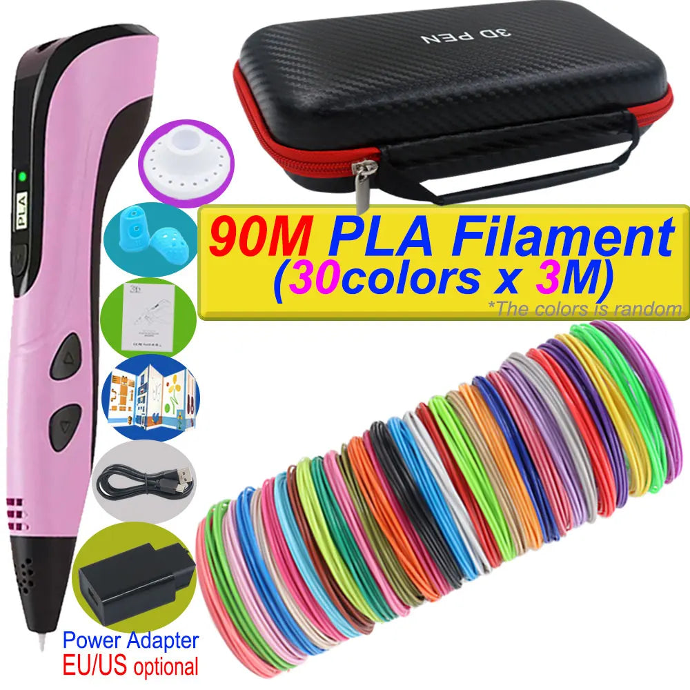 Penna 3D per bambini – Display LCD, velocità regolabile e kit con filamento PLA e custodia