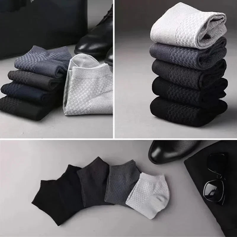 Men's Bamboo Low-Cut Socks – 5 Pairs, Soft & Breathable
