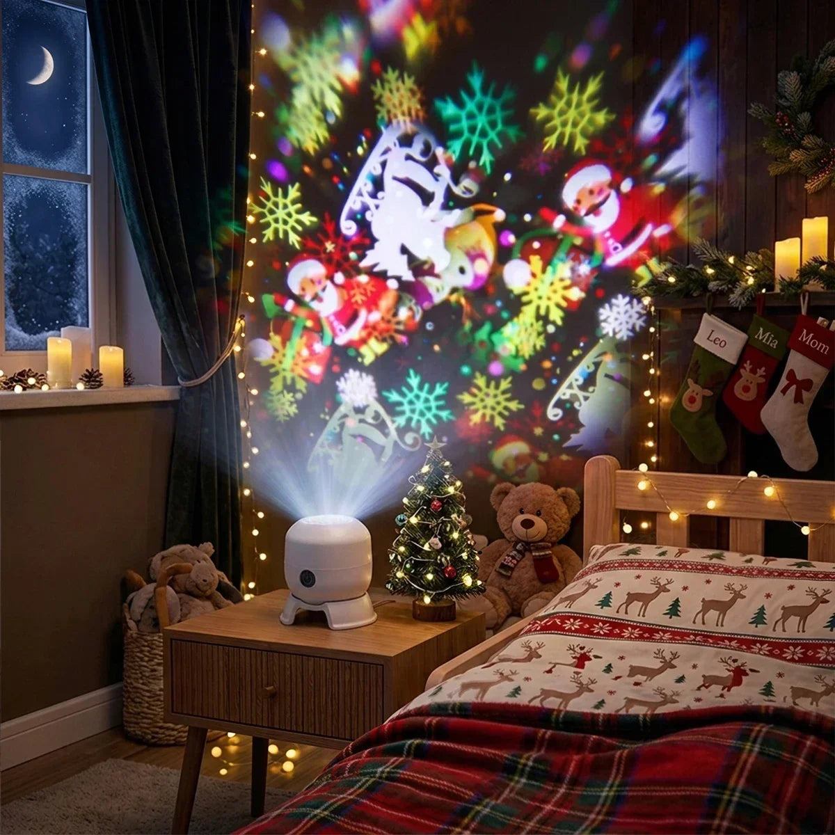 Rechargeable Christmas Projector Night Light – 22 Rotating Patterns