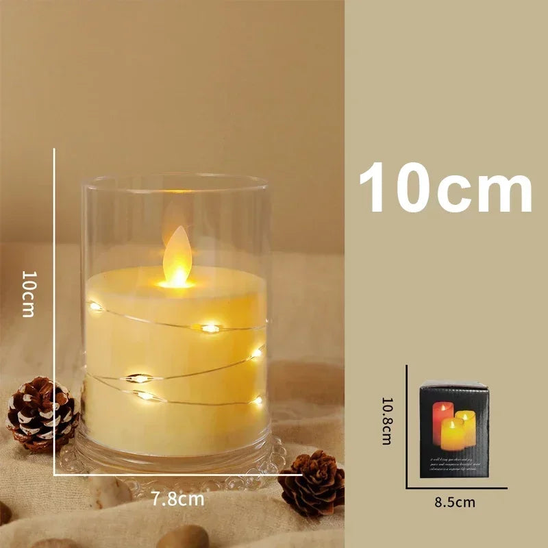 Flickering Flameless Candles for Romantic Ambiance and Home Decoration with Embedded Star String Battery Operated Candles