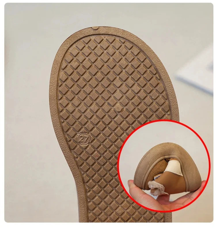 Kids' Plush-Lined Hook-and-Loop Winter Shoes
