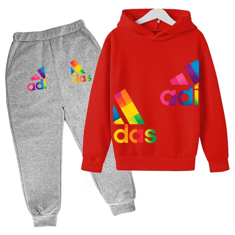 Kids' Printed Sweatshirt & Pants Set - 2-Piece Casual Sports Outfit, Ages 3-12