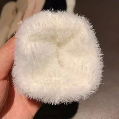 Guantes tejidos de felpa sin dedos para mujer – Calentadores de muñeca suaves