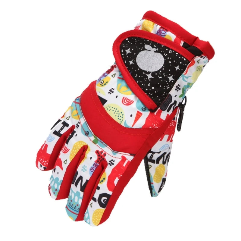 Kids' Adjustable Fleece-Lined Ski Gloves – Ages 3–7