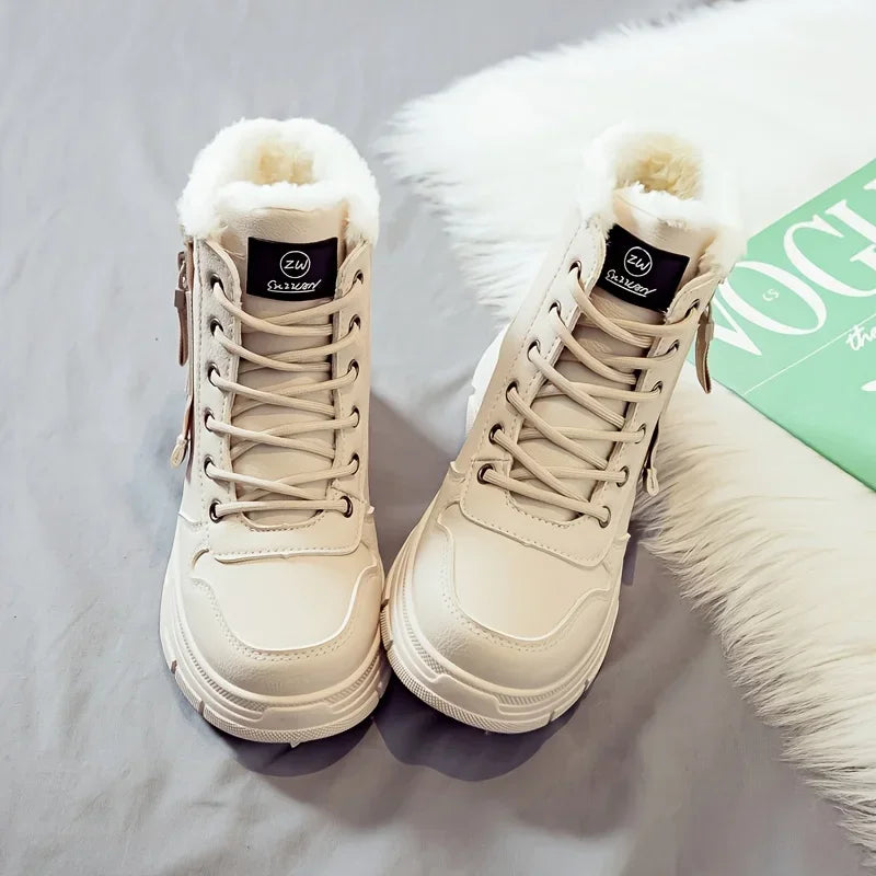 Winter Women Snow Boots Anti‑Slip Warm Fur Lined Martin Boots Casual Ankle Booties Fashion Outdoor Daily Wear Shoes