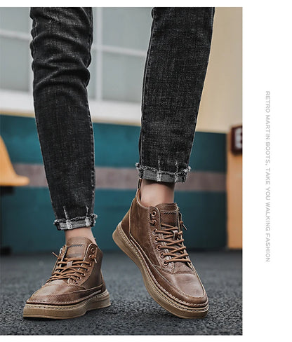 Lässige Herren-Schnürstiefeletten aus PU