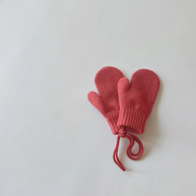 Baby Knit Mittens with String – Wool-Blend Toddler Mittens (Ages 1–4)