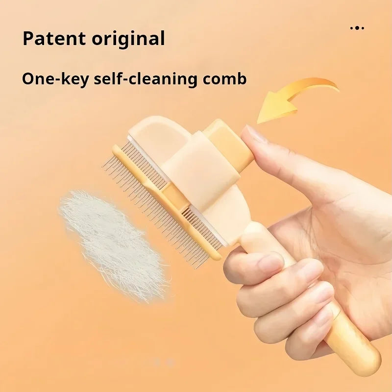 Self-Cleaning Pet Grooming Comb – Push-Button Hair Remover Brush for Dogs & Cats