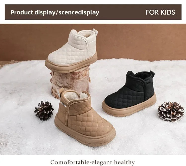 2026 Winter Plush Boots For Children Soft Warm Velvet Snow Boots For Kids Anti-slippery Waterproof Boy's Girl's Winter Boots