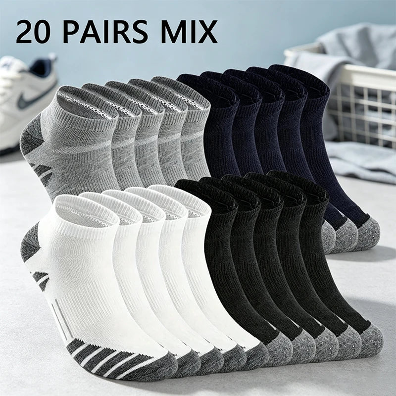 Men's Low-Cut Ankle Socks – 10 or 20 Pairs, Breathable
