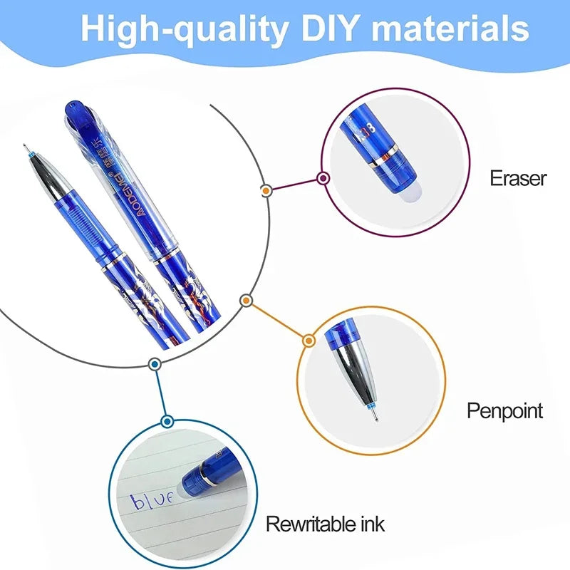 3 Erasable Gel Pens 20 Pen Refills 2 Eraser Reusable Writing Drawing Sketch Pens with Refill for Students Office School Supplies
