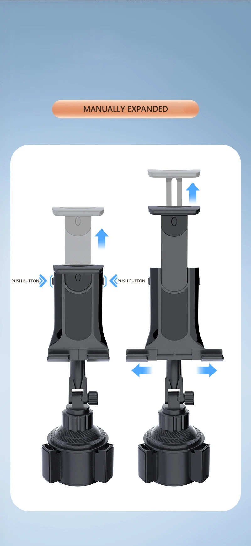 Car Cup-Holder Phone & Tablet Mount, 4–11 Inch