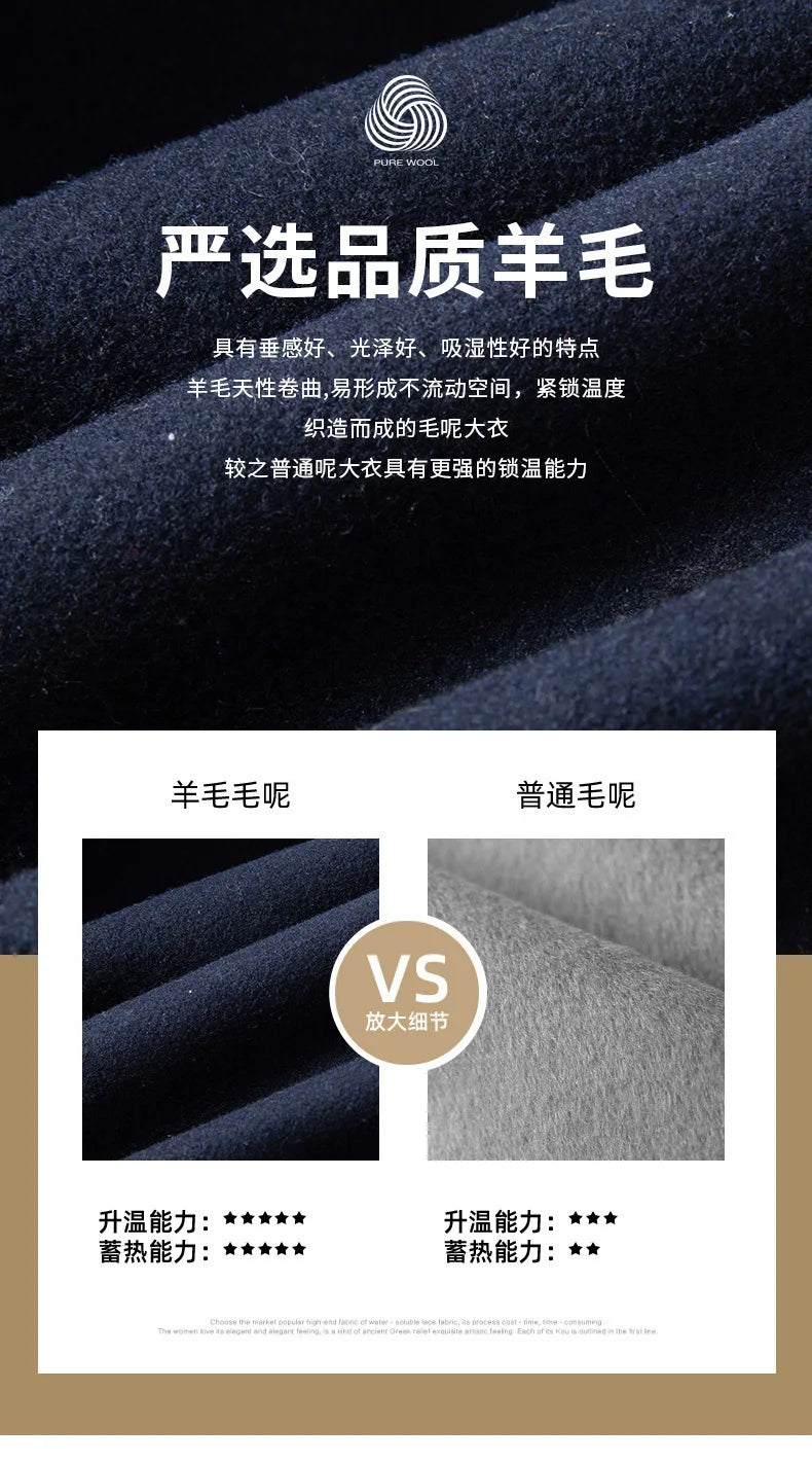 Men's Casual Business Woolen Overcoat Double-Collar Cold-Resistant Jacket Fashionable Autumn Winter 2025