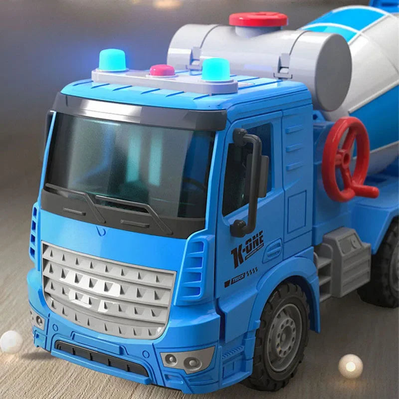 Large Toy Cement Mixer Truck – Friction-Powered with Lights & Music