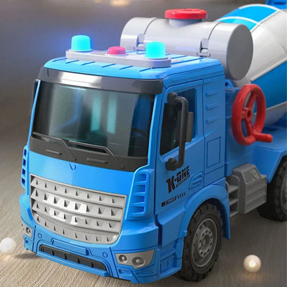 Large Toy Cement Mixer Truck – Friction-Powered with Lights & Music