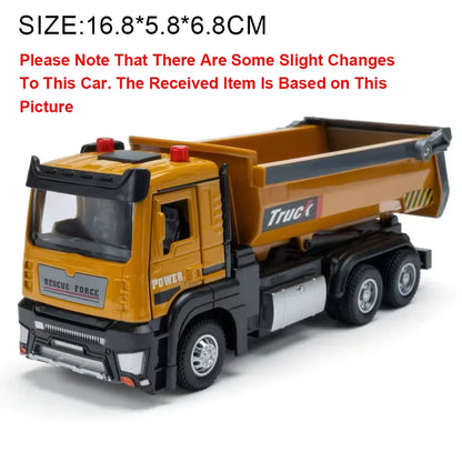 1:50 Die-Cast Dump Truck – Pull-Back Toy with Lights & Sounds