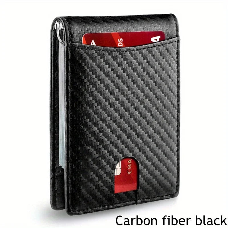 Men's Slim Bifold Wallet with Money Clip – RFID-Blocking