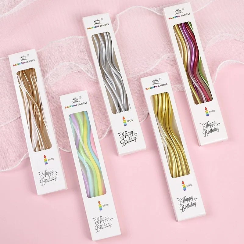 Birthday Cake Candles Smoke-Free Curved Cake Candles Curly Coil Candles Long For Birthday Cake Wedding Party Party Supplies
