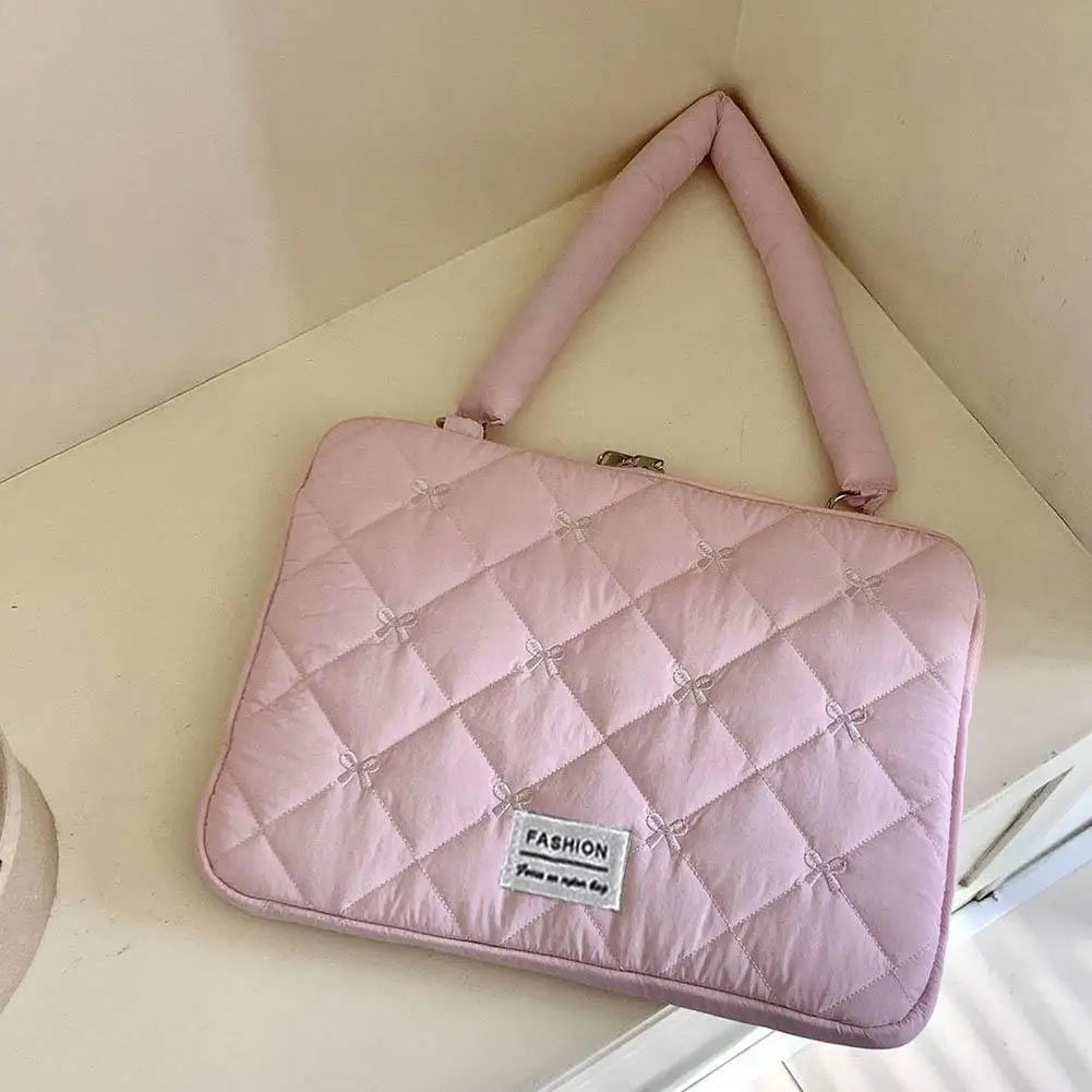 Cute Bow Laptop Sleeve 15" - Soft Padded Notebook Case with Handle