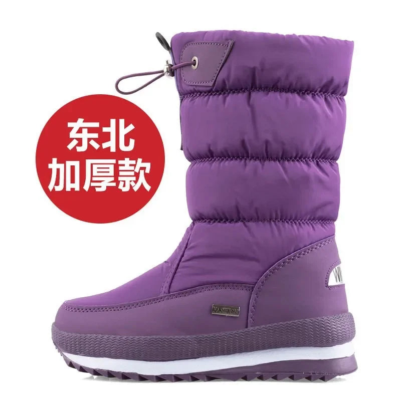 Women's Platform Snow Boots – Plush-Lined Mid-Calf Winter Boots with Side Zip
