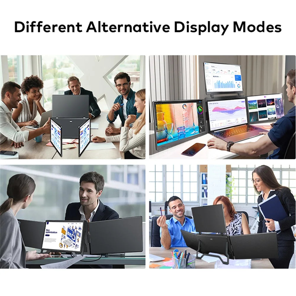 Rospider Portable Triple Screen Extender for Laptops – 14" to 18.5", FHD IPS, Foldable, Compatible with MacBook & Windows