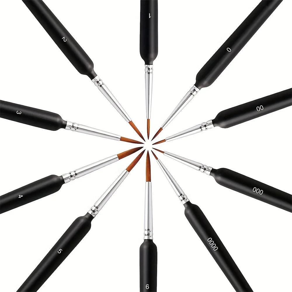 Miniature Detail Paint Brush Set – 10 or 11 Fine-Tip Brushes