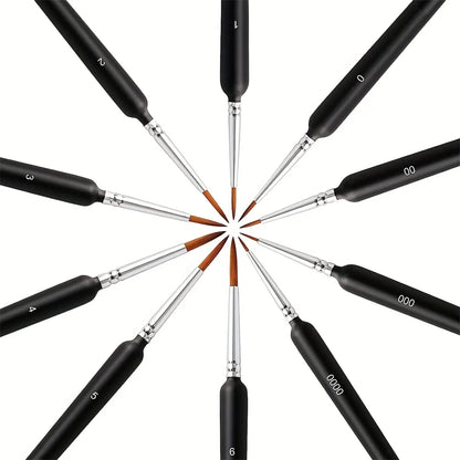 Miniature Detail Paint Brush Set – 10 or 11 Fine-Tip Brushes