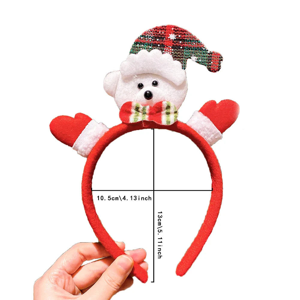 5-Pack Christmas Elements Hairband Set - Snowman Reindeer Santa Design Fashionable New Year Hair Accessories for Cute Girls