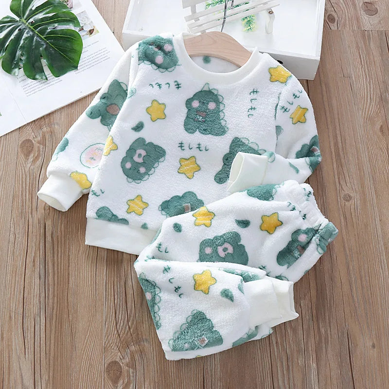 Kids' Flannel Fleece Pajama Set – Warm Toddler Sleepwear, 9 Months–6T