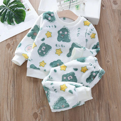 Kids' Flannel Fleece Pajama Set – Warm Toddler Sleepwear, 9 Months–6T
