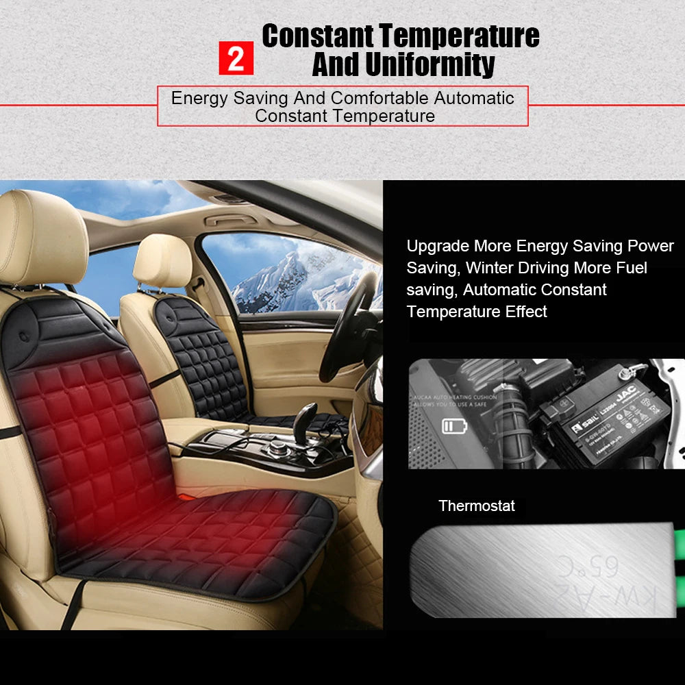 Heated Car Seat Cushion – 12V Universal Seat Warmer with 2 Heat Settings