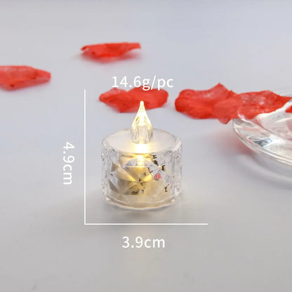 LED-Kristall-Kerzen ohne Flamme | Größen S, M & L | 1–24 Stück | Inklusive Batterien | Hochzeits- & Heimdekoration