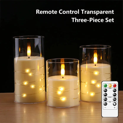 Candele a Pilastro LED Senza Fiamma con Telecomando e Timer | Set da 3 | Luci a Stella Integrate | 3 Colori