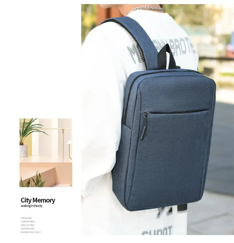 Minimalist Commuter Laptop Backpack - Solid Colour Large Capacity Business Bag
