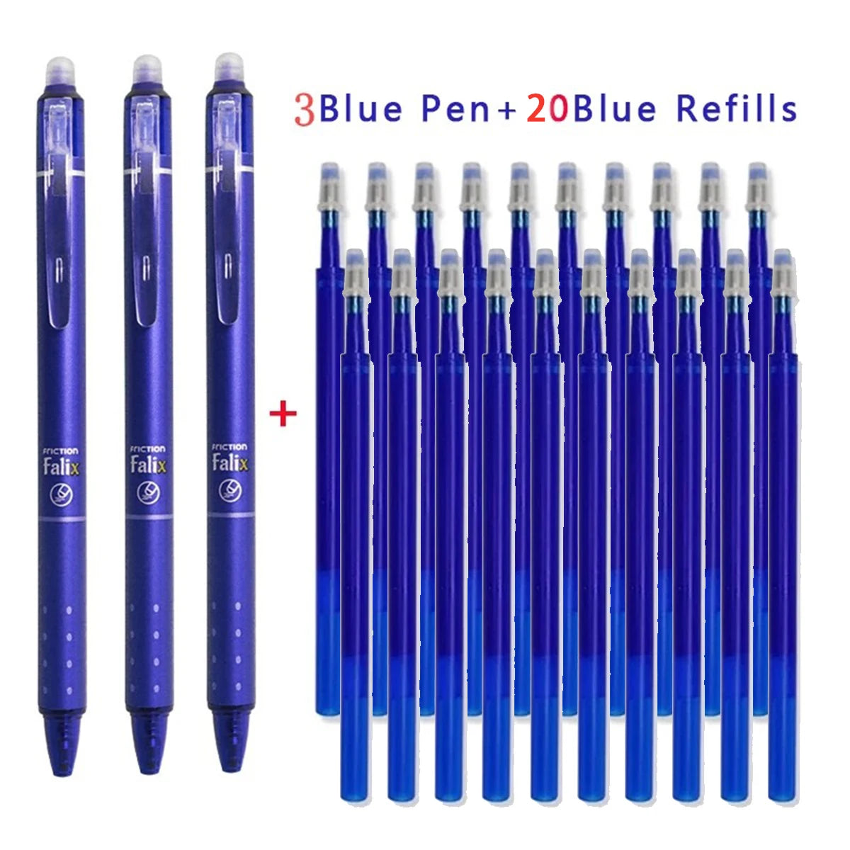 Erasable Retractable Gel Pen Set, 0.5mm Black Blue Ink Pens with Refills and Built-in Eraser for Daily School Office Stationery