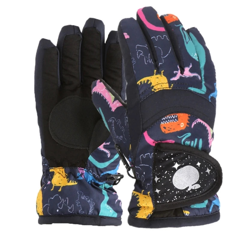 Kids' Adjustable Fleece-Lined Ski Gloves – Ages 3–7