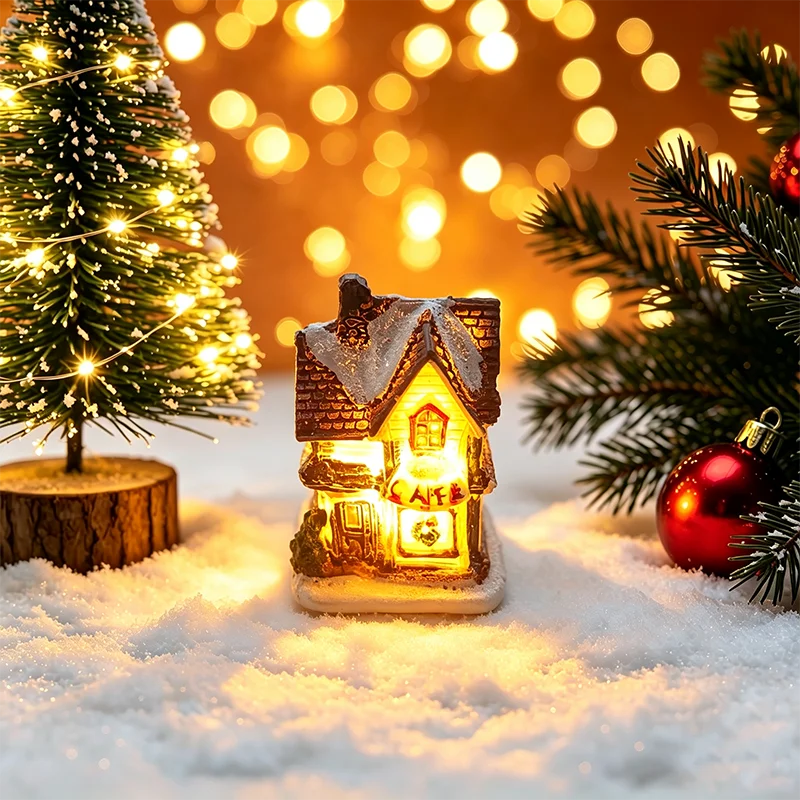 Light-Up Christmas Village House – Battery LED Resin Ornament