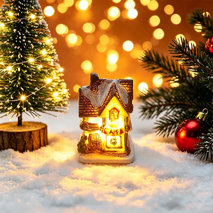 Casetta luminosa del villaggio di Natale – Decorazione in resina a LED a batteria