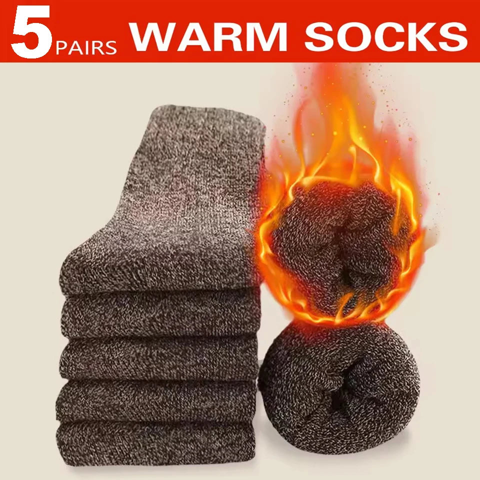 Men's Thick Winter Socks – Warm Terry-Lined Crew Socks, 3 or 5 Pairs