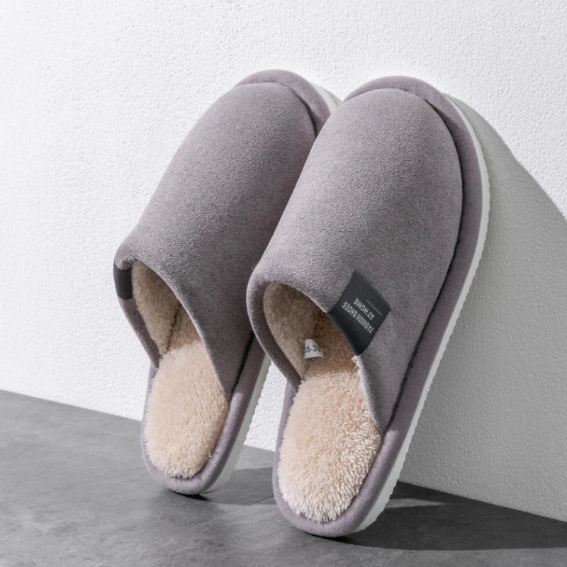 Men's Plush Winter Slippers – Warm Non-Slip House Shoes