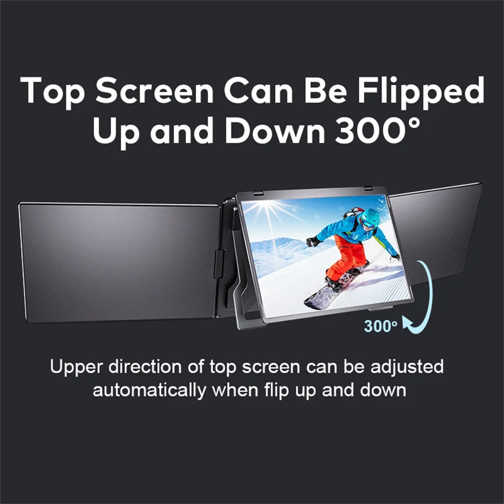 Rospider Portable Triple Screen Extender for Laptops – 14" to 18.5", FHD IPS, Foldable, Compatible with MacBook & Windows