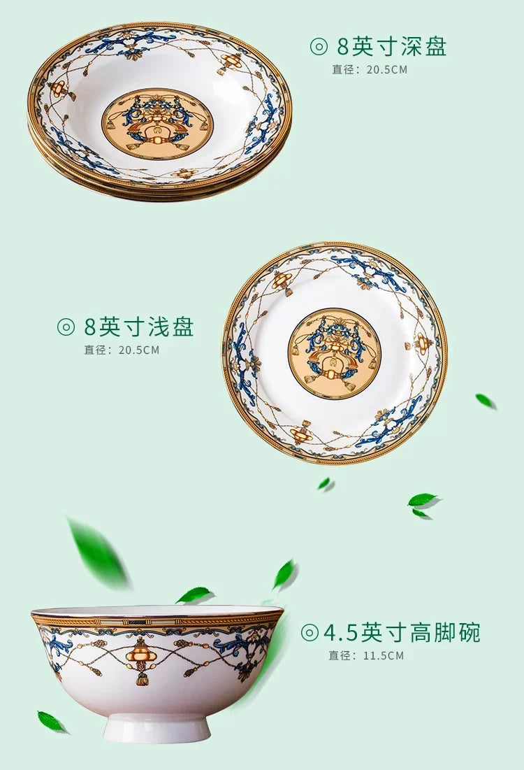Floral Bone China Dinnerware Set, 56 or 60 Pieces